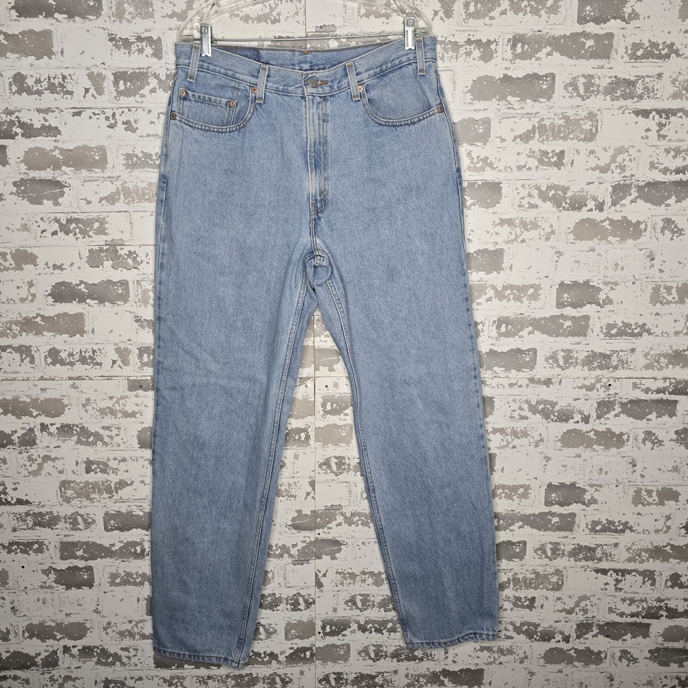 Levis 505 Jeans Mens 34x34 VTG Light Blue Wash Tapered Leg Zip Fly (36x34 tag)